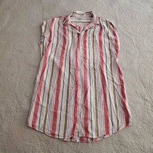 Pastel Vertical Stripe Sleeveless Dress Shirt